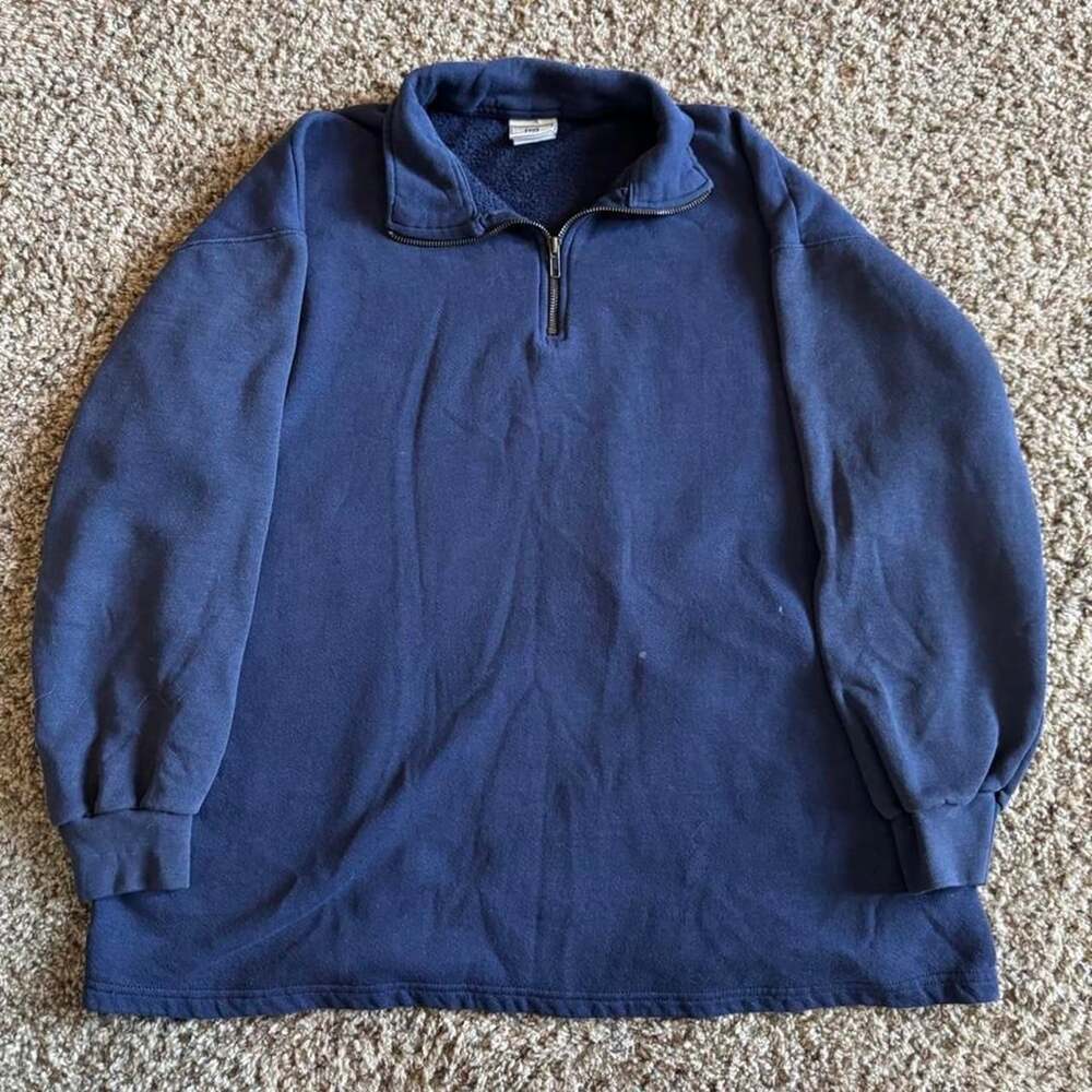 Lee Vintage 90s Heavyweight Navy Blue Quarter Zip Sweatshirt